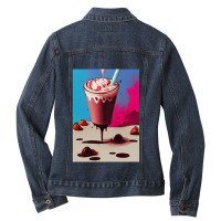 Strawberry Milkshake Ladies Denim Jacket | Artistshot