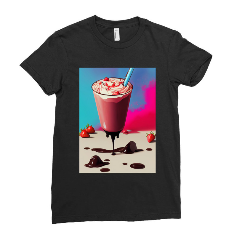 Strawberry Milkshake 2 Ladies Fitted T-Shirt by AllenSCrowley | Artistshot