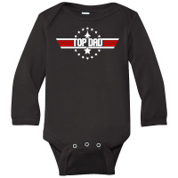 Top Dad Top Gun Long Sleeve Baby Bodysuit | Artistshot