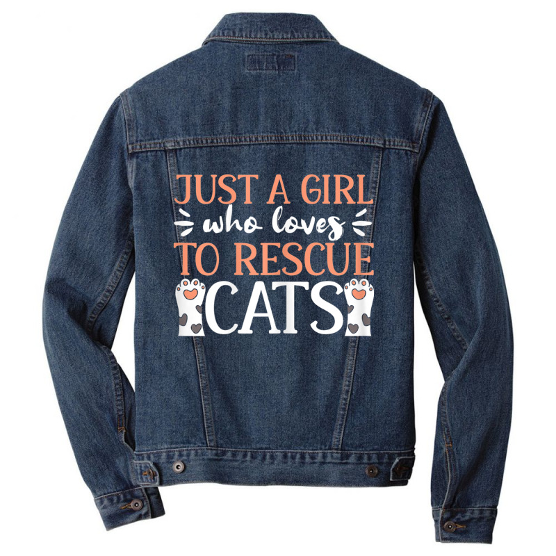 Shelter Animal Love Just A Girl Who Loves To Rescue Cats Men Denim Jacket by MellieGuilbeault | Artistshot