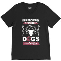 Capricorn Dog Lover Coffee Lover Horoscope Zodiac Sign Premium V-neck Tee | Artistshot