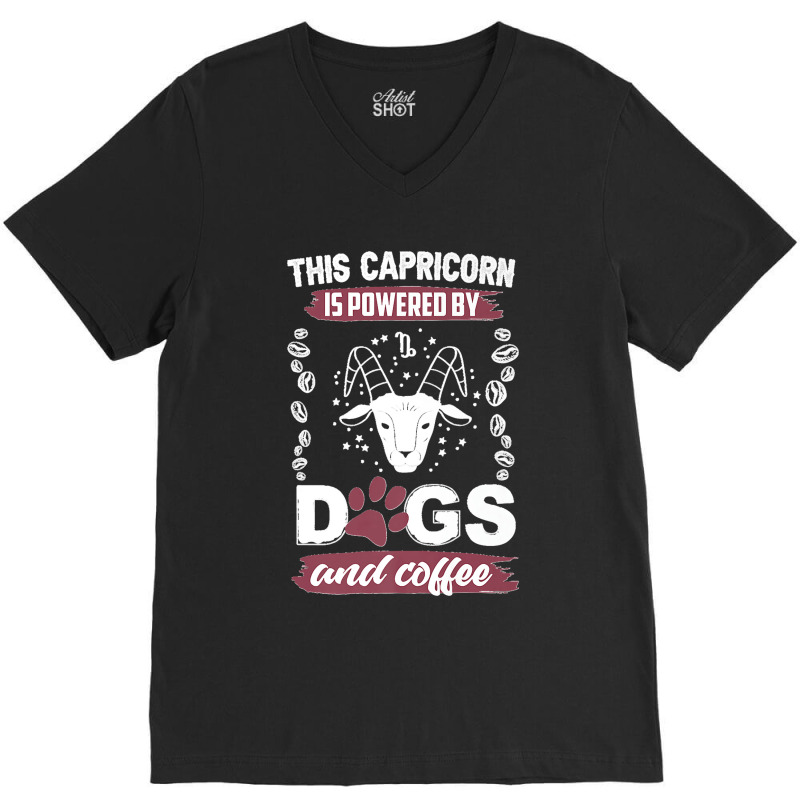 Capricorn Dog Lover Coffee Lover Horoscope Zodiac Sign Premium V-neck Tee | Artistshot