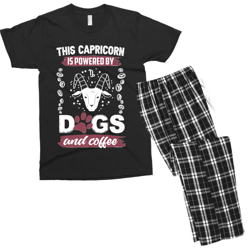 Capricorn Dog Lover Coffee Lover Horoscope Zodiac Sign Premium Men's T-shirt Pajama Set | Artistshot