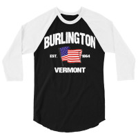 Burlington Vermont Vt Usa Stars & Stripes Vintage Style Premium 3/4 Sleeve Shirt | Artistshot