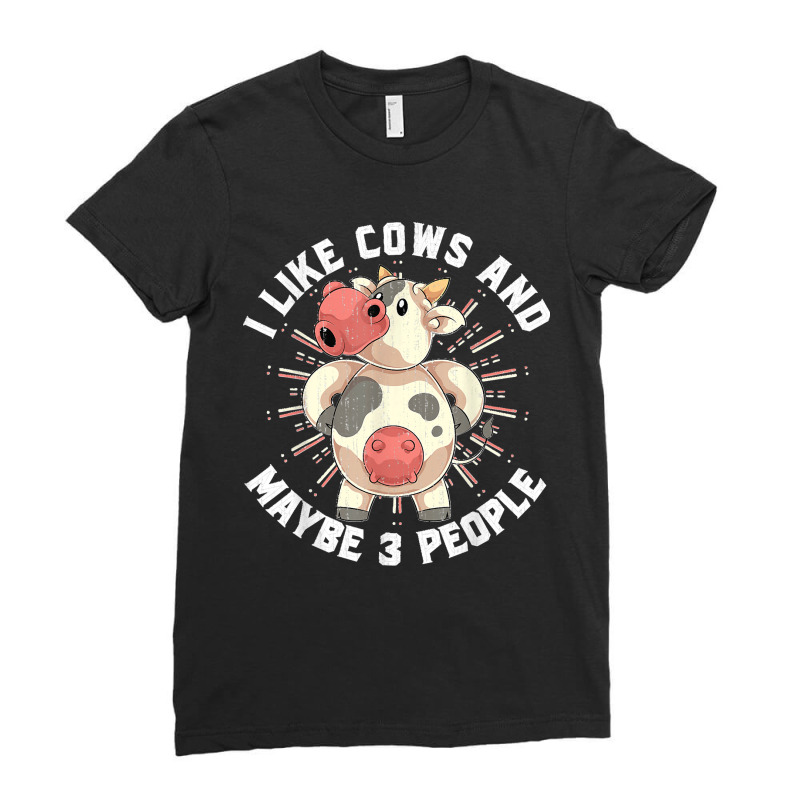 Cute Cow Lover Funny Farm Animal Farmer Farming Cow Ladies Fitted T-Shirt by KENNETHLEETINSLEY | Artistshot