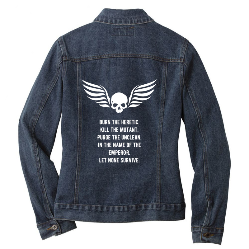 Let None Survive Wargaming Meme Ladies Denim Jacket by ClintEWitte | Artistshot