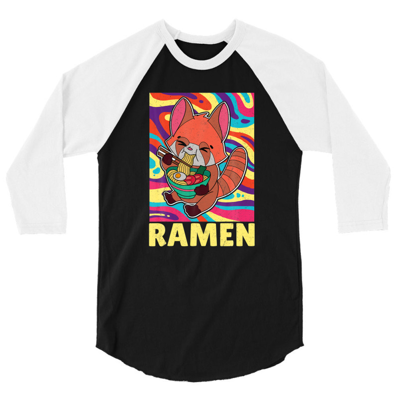 Red Panda Ramen Noodle Japan Cuisine Japanese Asian Food 3/4 Sleeve Shirt by beastonkriss | Artistshot