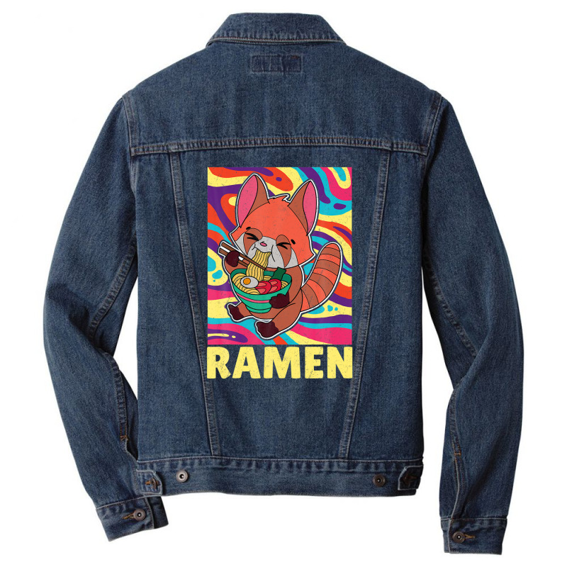 Red Panda Ramen Noodle Japan Cuisine Japanese Asian Food Men Denim Jacket by beastonkriss | Artistshot