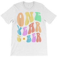 Funny Groovy One Year Sober Retro Sobriety Aa 12 Steps T Shirt T-shirt | Artistshot