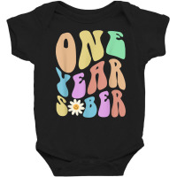 Funny Groovy One Year Sober Retro Sobriety Aa 12 Steps T Shirt Baby Bodysuit | Artistshot