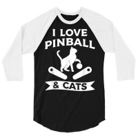 I Love Pinball & Cats Arcade Game Machines T Shirt 3/4 Sleeve Shirt | Artistshot