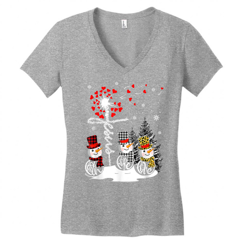 Faith Hope Love Snowman Jesus Dandelion Christian Christmas T Shirt Women's V-Neck T-Shirt by belenfinl | Artistshot