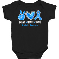 Peace Love Cure Type 1 Diabetes Awareness T1d Blue Ribbon T Shirt Baby Bodysuit | Artistshot