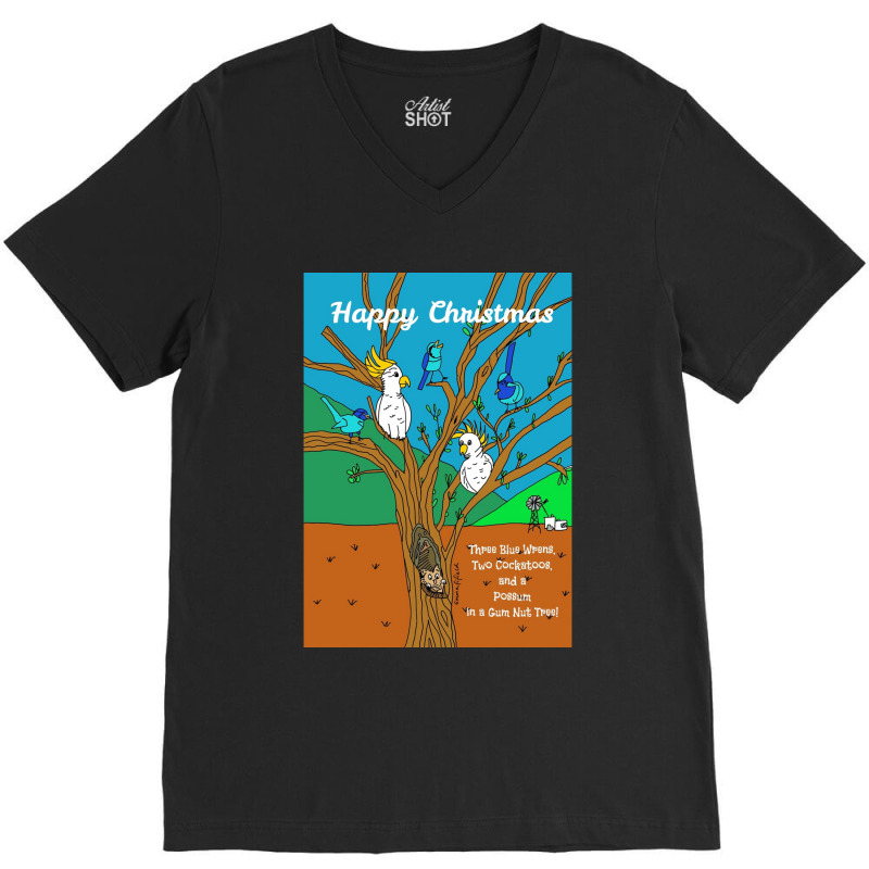 Australian Wildlife Christmas Outback Aussie Festive Xmas Greeting Car V-Neck Tee by JESSICAALLEN | Artistshot