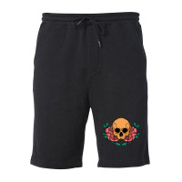 Skull And Flower Fleece Short | Artistshot