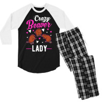 Beaver T  Shirt Crazy Beaver Lady T  Shirt Men's 3/4 Sleeve Pajama Set | Artistshot