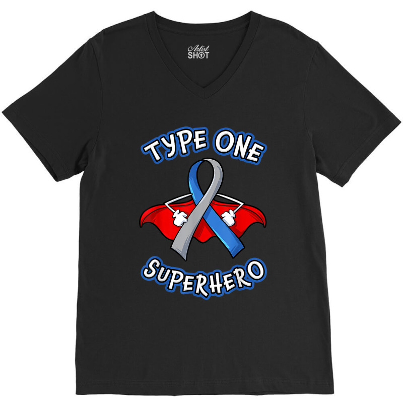 Type 1 Diabetes Superhero Awareness Gift Diabetic Boys Girls V-Neck Tee by NormMoskop | Artistshot