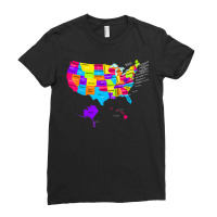 United States Map With States And Capital Cities Ladies Fitted T-shirt | Artistshot