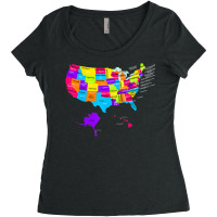 United States Map With States And Capital Cities Women's Triblend Scoop T-shirt | Artistshot