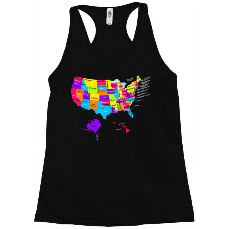 United States Map With States And Capital Cities Racerback Tank by MechelleMilliken | Artistshot