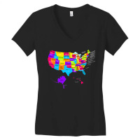 United States Map With States And Capital Cities Women's V-neck T-shirt | Artistshot