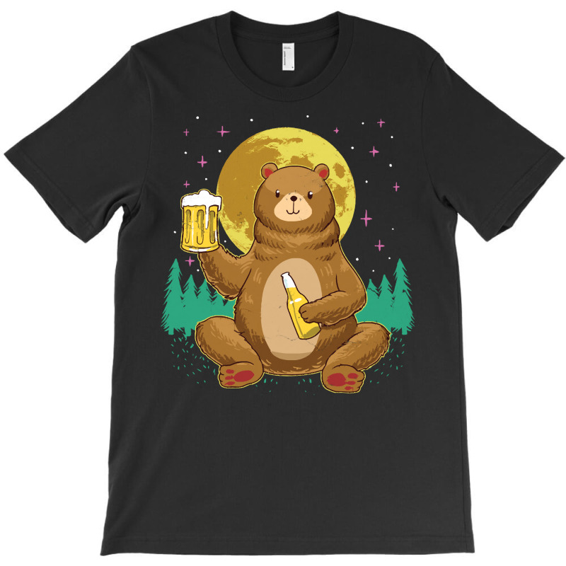 Bear T  Shirt Bear Drinking Beer Camp Fire Outdoor Funny Animal T  Shi T-Shirt by pumpkinslanguid | Artistshot