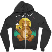 Bear T  Shirt Bear Drinking Beer Camp Fire Outdoor Funny Animal T  Shi Zipper Hoodie | Artistshot