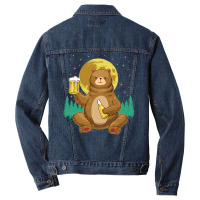 Bear T  Shirt Bear Drinking Beer Camp Fire Outdoor Funny Animal T  Shi Men Denim Jacket | Artistshot