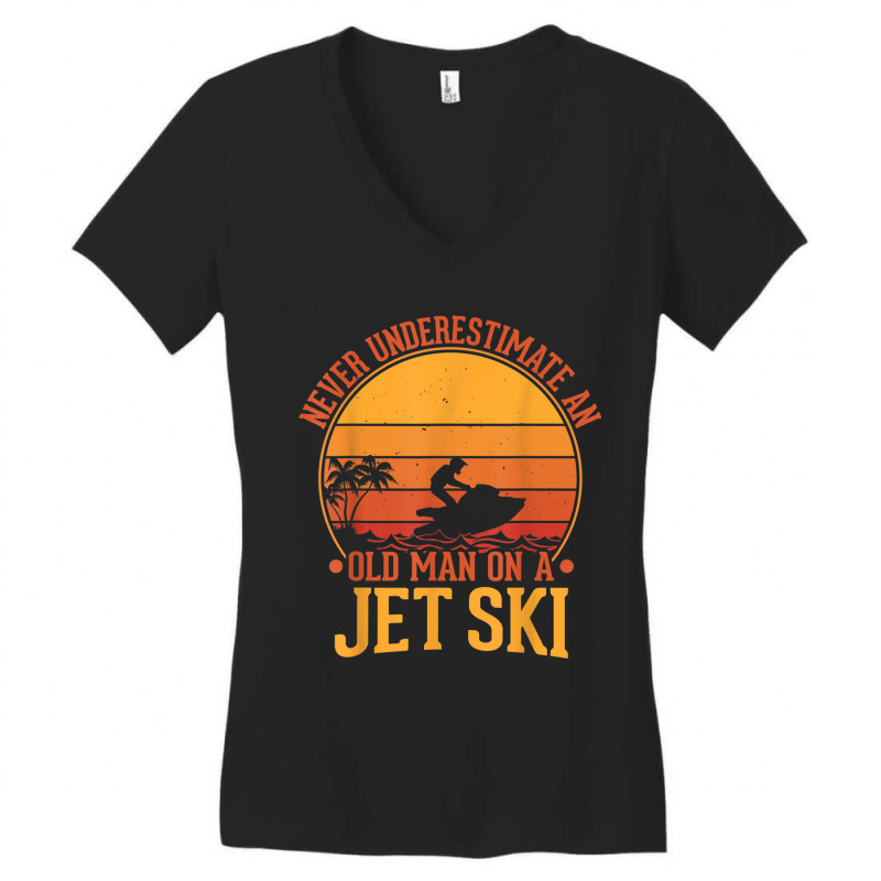 Vintage Water Jet Ski Fun Beach For Men, Retro Jet Ski Women's V-Neck T-Shirt by NormMoskop | Artistshot