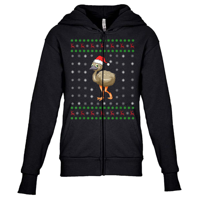 Ugly Xmas Emu Graphic Funny Ugly Sweater Christmas T Shirt Youth Zipper Hoodie | Artistshot