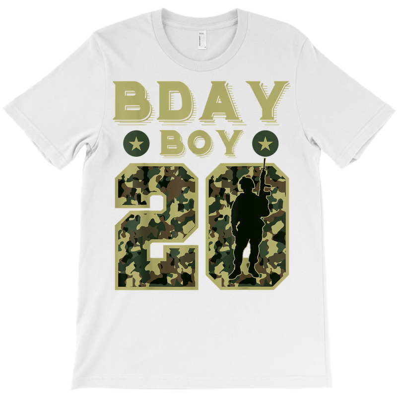 Birthday Boy 20 Camouflage Bday Party Soldier Military 20th T Shirt T-shirt | Artistshot