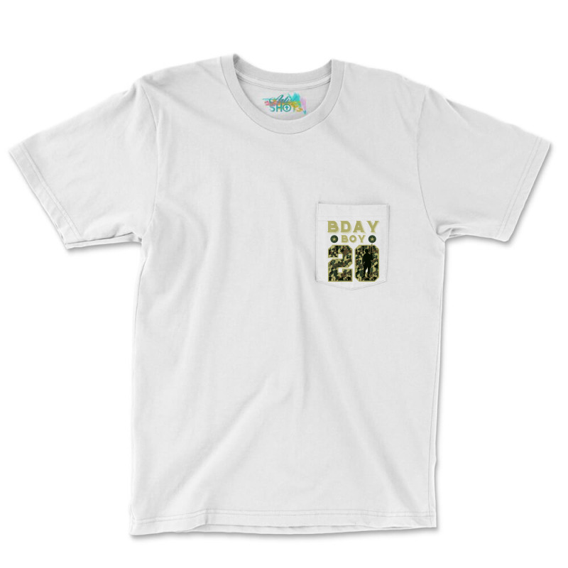 Birthday Boy 20 Camouflage Bday Party Soldier Military 20th T Shirt Pocket T-shirt | Artistshot