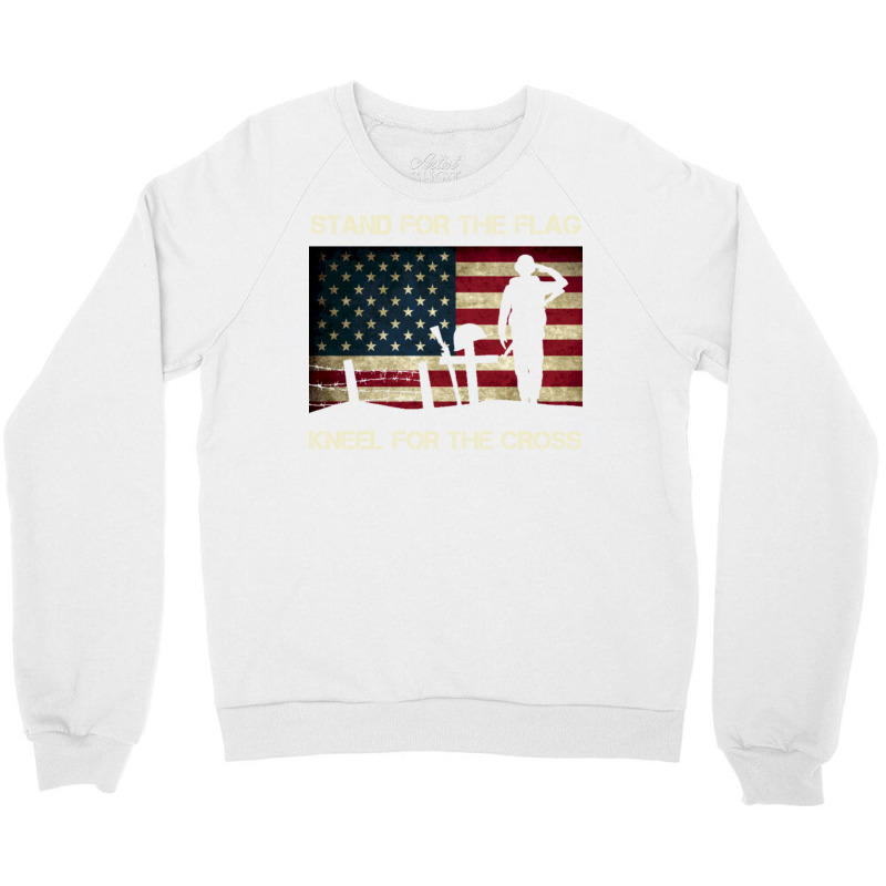 Us Military Stand For The Flag Kneel For The Cross Crewneck Sweatshirt | Artistshot