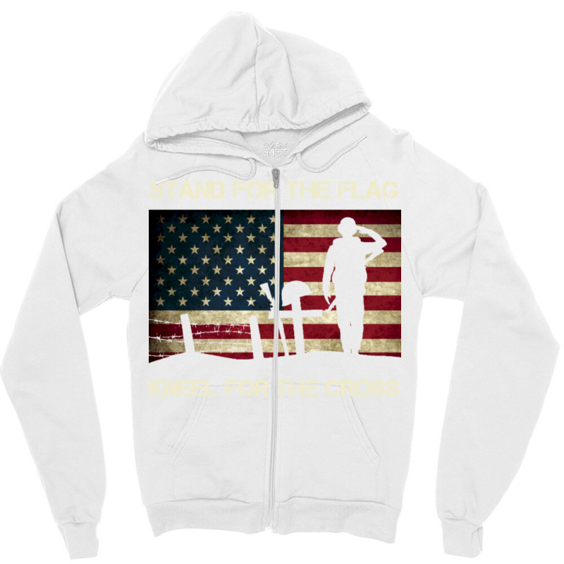 Us Military Stand For The Flag Kneel For The Cross Zipper Hoodie | Artistshot