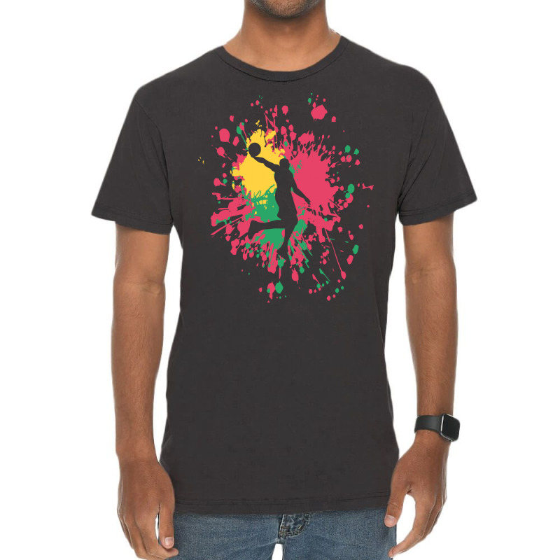 Basketball Paint Splash T  Shirt Basketball Center Dunk Color Splash T Vintage T-Shirt by pumpkinslanguid | Artistshot