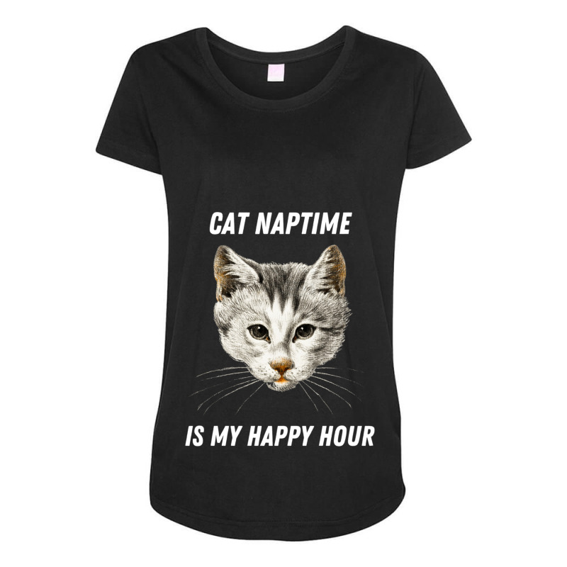 Cat Naptime Is My Happy Hour Work From Home Office Maternity Scoop Neck T-shirt by FRITZAUL | Artistshot