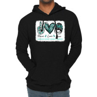 Dissociative Identity Disorder Awareness Teal Peace Love T Shirt Lightweight Hoodie | Artistshot