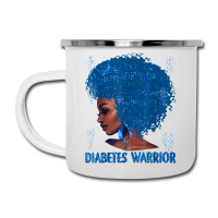 Black Woman Afro African Type 1 Diabetes Warrior Ribbon Blue T Shirt Camper Cup | Artistshot