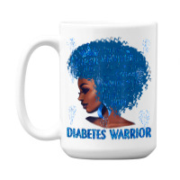 Black Woman Afro African Type 1 Diabetes Warrior Ribbon Blue T Shirt 15 Oz Coffee Mug | Artistshot