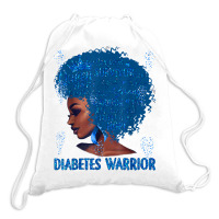 Black Woman Afro African Type 1 Diabetes Warrior Ribbon Blue T Shirt Drawstring Bags | Artistshot