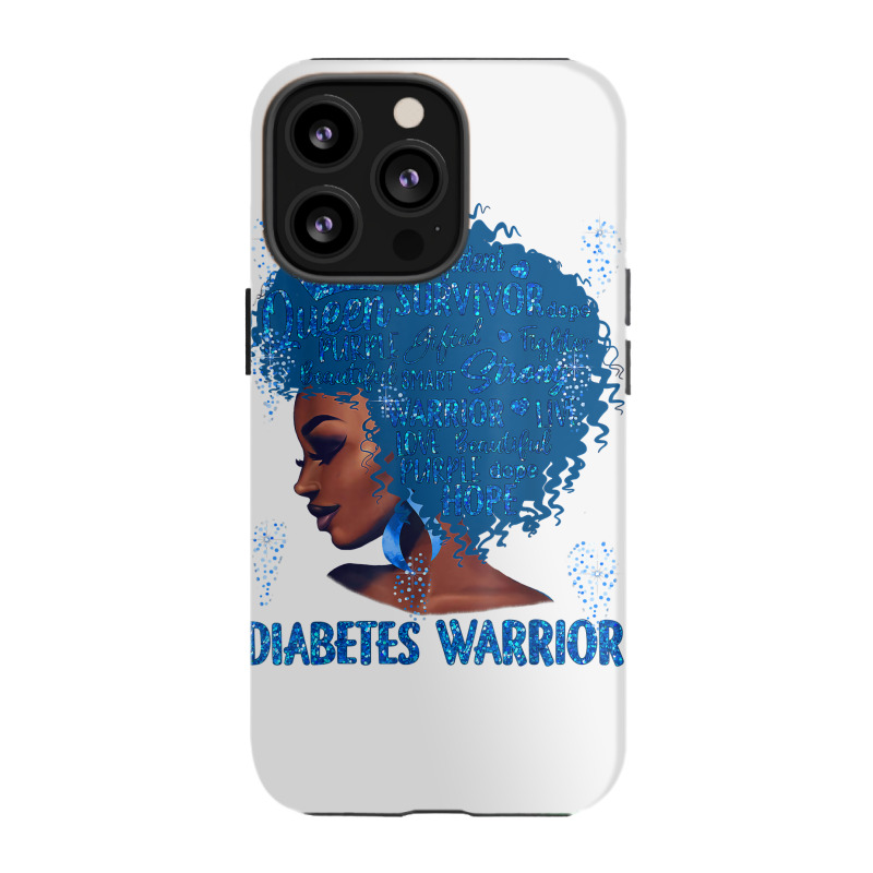 Black Woman Afro African Type 1 Diabetes Warrior Ribbon Blue T Shirt Iphone 13 Pro Case | Artistshot