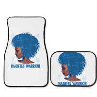 Black Woman Afro African Type 1 Diabetes Warrior Ribbon Blue T Shirt Full Set Car Mats | Artistshot