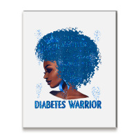 Black Woman Afro African Type 1 Diabetes Warrior Ribbon Blue T Shirt Metal Print Vertical | Artistshot