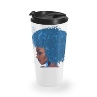 Black Woman Afro African Type 1 Diabetes Warrior Ribbon Blue T Shirt Travel Mug | Artistshot