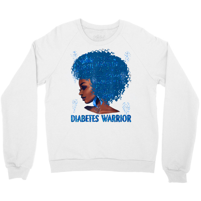 Black Woman Afro African Type 1 Diabetes Warrior Ribbon Blue T Shirt Crewneck Sweatshirt | Artistshot