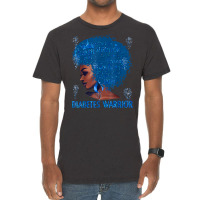 Black Woman Afro African Type 1 Diabetes Warrior Ribbon Blue T Shirt Vintage T-shirt | Artistshot