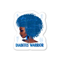 Black Woman Afro African Type 1 Diabetes Warrior Ribbon Blue T Shirt Sticker | Artistshot