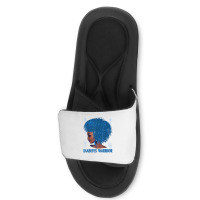 Black Woman Afro African Type 1 Diabetes Warrior Ribbon Blue T Shirt Slide Sandal | Artistshot