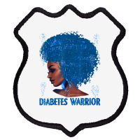 Black Woman Afro African Type 1 Diabetes Warrior Ribbon Blue T Shirt Shield Patch | Artistshot