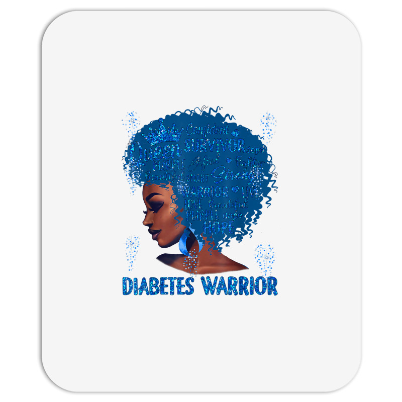 Black Woman Afro African Type 1 Diabetes Warrior Ribbon Blue T Shirt Mousepad | Artistshot